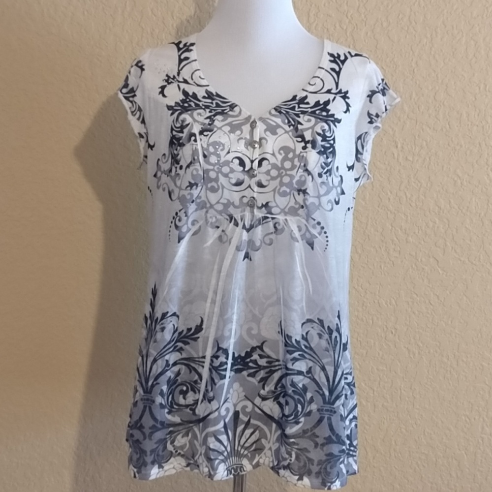 Unity World Wear Rhinestone Patterned Blouse